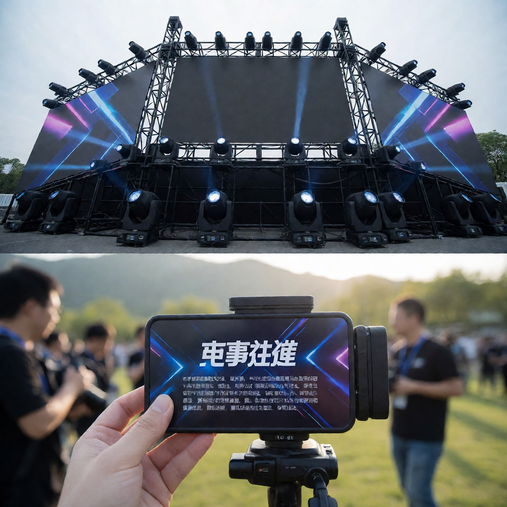 蜂鸟电竞赛事现场舞台搭建，专业灯光与大屏设备